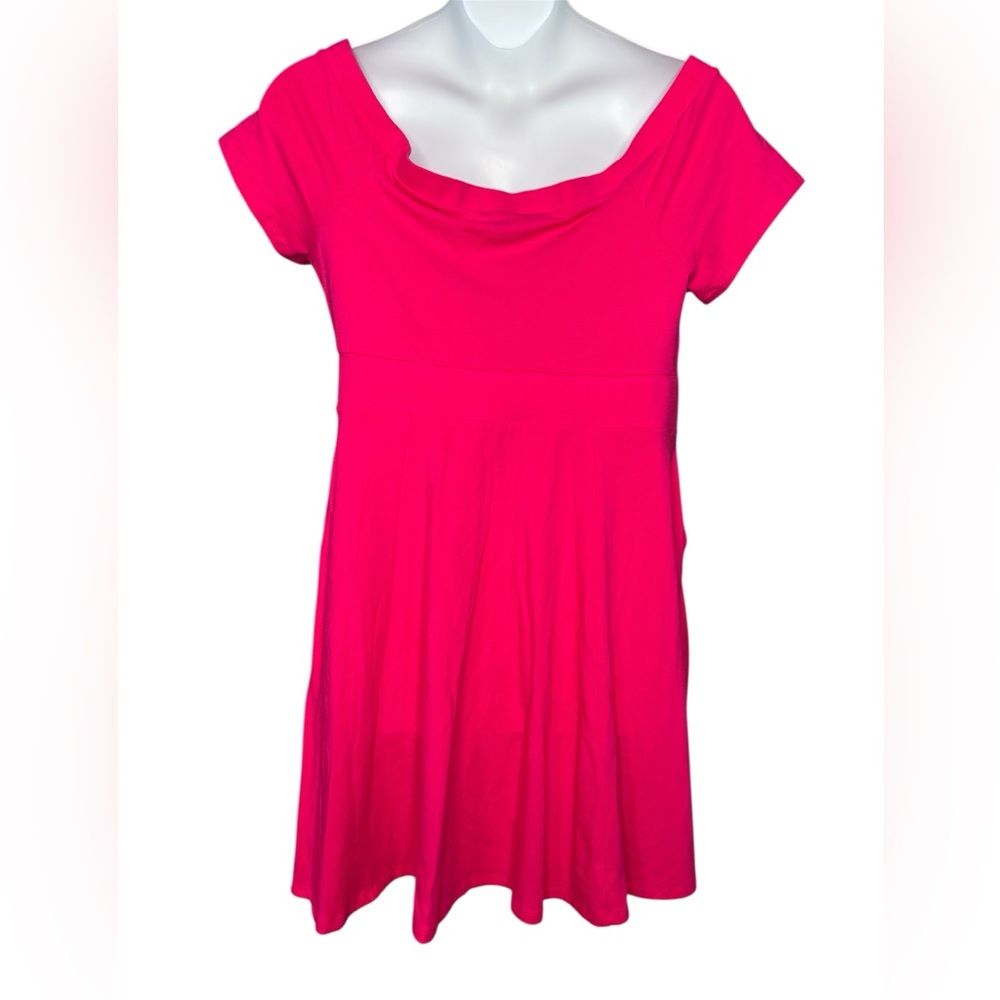Torrid Bright Pink Fit & Flare Dress | Size 1 (1X) | Stretch Cotton